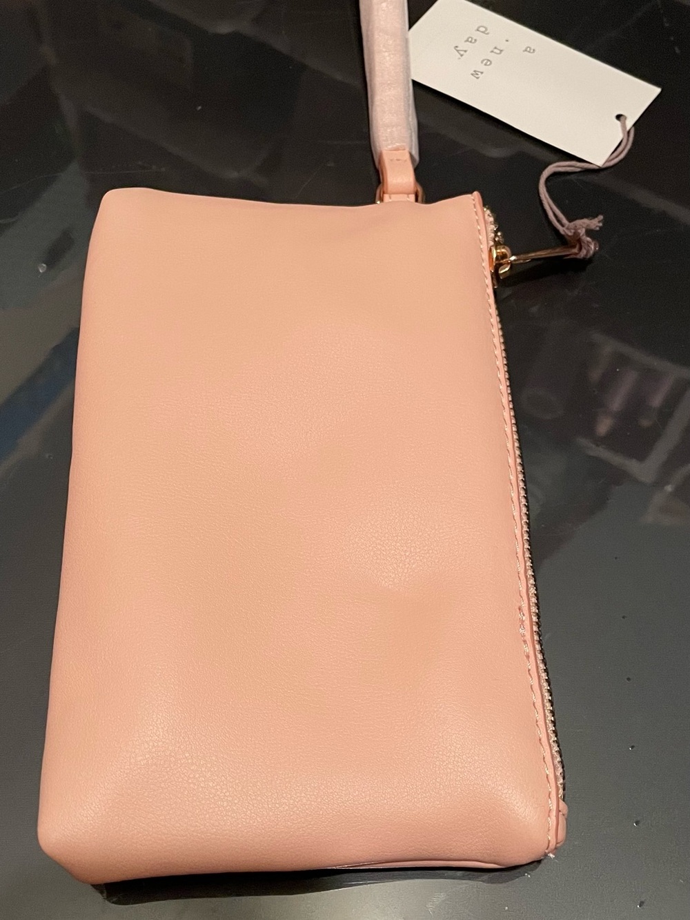 blush pink vegan leather wristlet clutch purse A New Day NWT